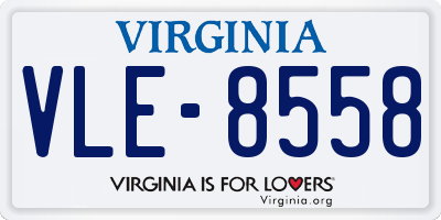 VA license plate VLE8558