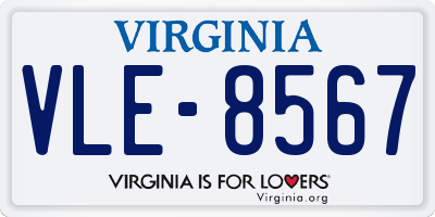 VA license plate VLE8567