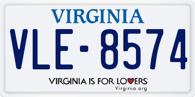 VA license plate VLE8574