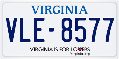 VA license plate VLE8577