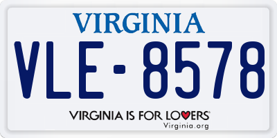VA license plate VLE8578