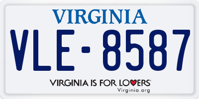 VA license plate VLE8587