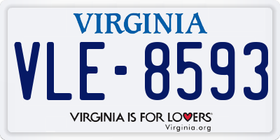 VA license plate VLE8593