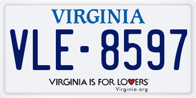VA license plate VLE8597