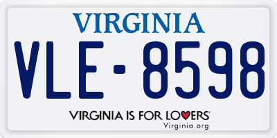 VA license plate VLE8598