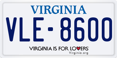 VA license plate VLE8600