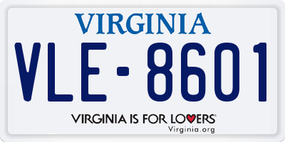 VA license plate VLE8601
