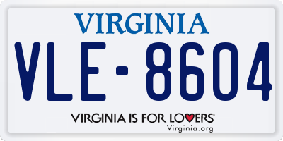 VA license plate VLE8604
