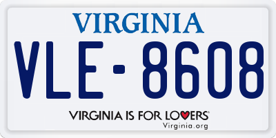 VA license plate VLE8608