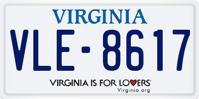 VA license plate VLE8617