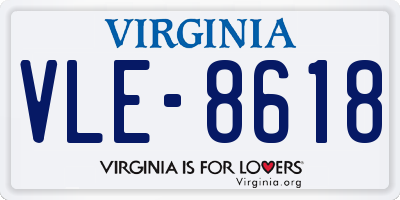 VA license plate VLE8618