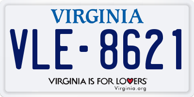 VA license plate VLE8621