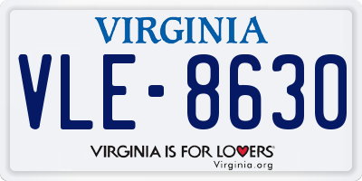VA license plate VLE8630