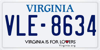 VA license plate VLE8634