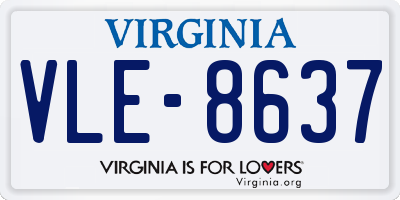 VA license plate VLE8637