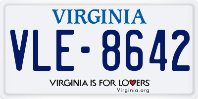 VA license plate VLE8642