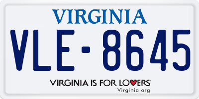 VA license plate VLE8645