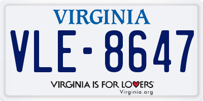 VA license plate VLE8647