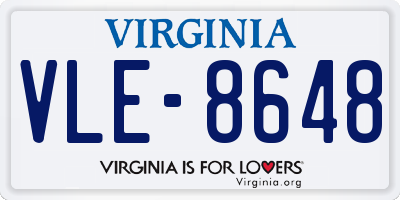 VA license plate VLE8648