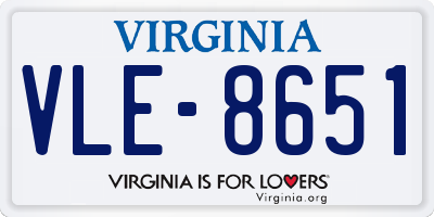 VA license plate VLE8651