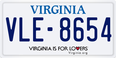 VA license plate VLE8654