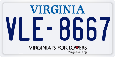 VA license plate VLE8667