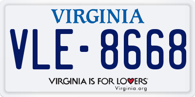 VA license plate VLE8668