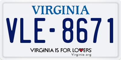 VA license plate VLE8671