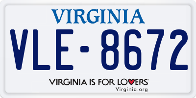 VA license plate VLE8672