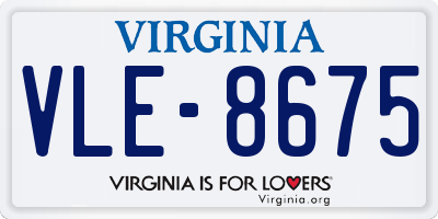 VA license plate VLE8675