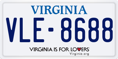 VA license plate VLE8688