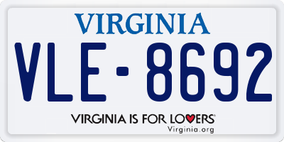 VA license plate VLE8692