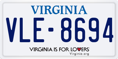 VA license plate VLE8694
