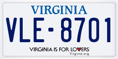 VA license plate VLE8701