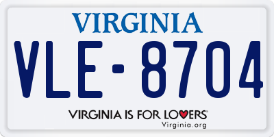 VA license plate VLE8704