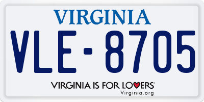 VA license plate VLE8705