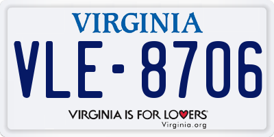 VA license plate VLE8706
