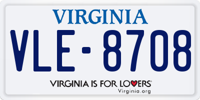 VA license plate VLE8708
