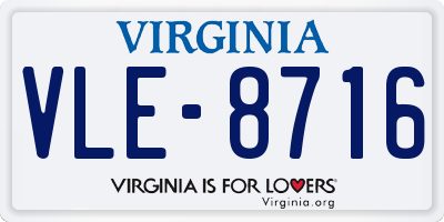 VA license plate VLE8716