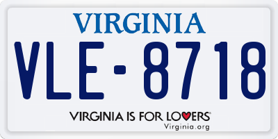 VA license plate VLE8718