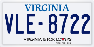 VA license plate VLE8722