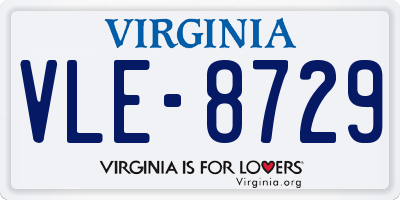 VA license plate VLE8729