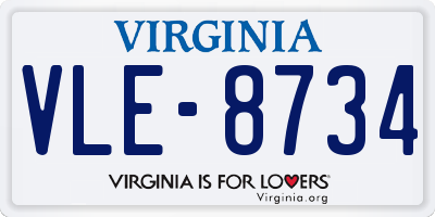 VA license plate VLE8734