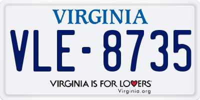 VA license plate VLE8735