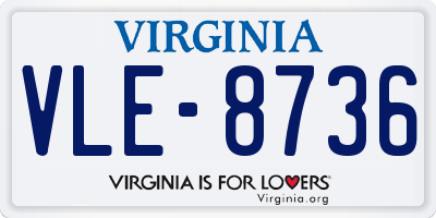 VA license plate VLE8736