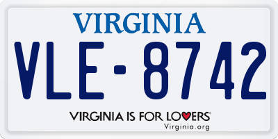 VA license plate VLE8742
