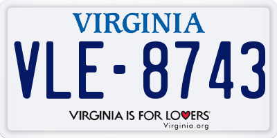 VA license plate VLE8743