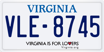 VA license plate VLE8745