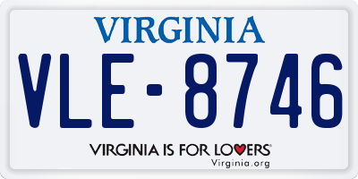 VA license plate VLE8746
