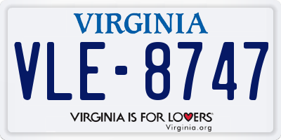 VA license plate VLE8747